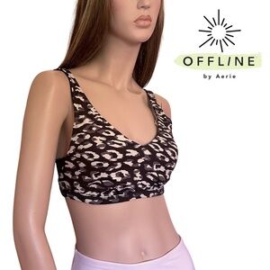 Offline by Aerie Fitness Top Bra Workout Camo Camisole Strappy Mesh Back Inserts